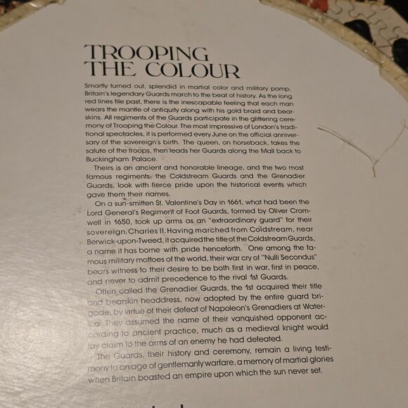 Vintage Collectible 1973 Springbok Trooping the Colour Circular Jigsaw Puzzle - Picture 5 of 6